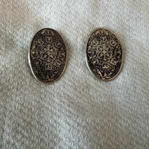 Black and Silver Oval earrings